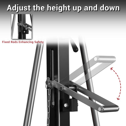 BSMTEK 1.5 Ton Gantry Crane MAX3000lbs Capacity, Adjustable Height (8.53-12.47 FT) & Width (6.56 FT), Steel I-Beam Construction, Portable Shop Hoist for Factories, Warehouses, Black