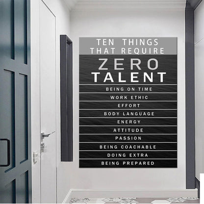 Office Wall Art Motivational Inspirational Posters Prints on Canvas Ten Things That Require Zero Talent Inspiring Quotes Picture Print for Living Room Home Decor Framed Ready to Hang [30''W x 40''H]