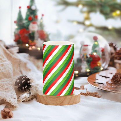 Flameless Candles Battery Operated Christmas Candy Cane Flickering Led Pillar Candles With Remote Control Red White Green Stripes Colour Changing Warm Light Candles For Halloween Christmas Wedding