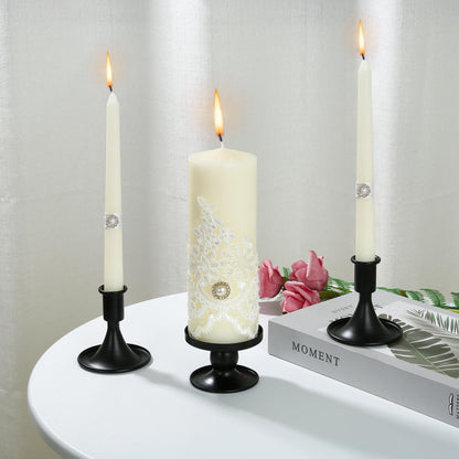 Unity Candle Holder - Black Unity Candle Holders for Weddings, Metal Black Unity Candlestick Holder Set of 3, Decorative Unity Candle Stand for Wedding Ceremony Table Centerpiece Decoration Gift