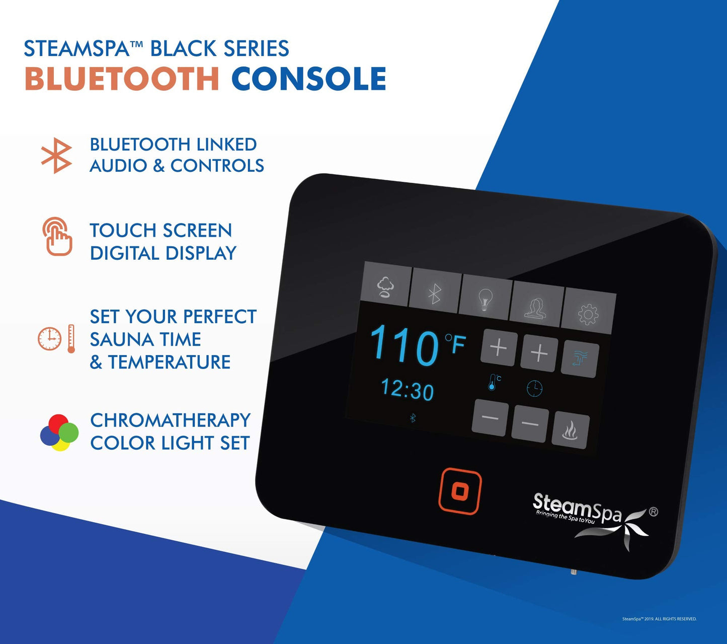 SteamSpa Generator with Quick Start Continuous Steam Technology, Wi-Fi, Bluetooth and Autodrain | 6kW Steam Generator with Brushed Nickel Steam Head with Aromatherapy Reservoir | FG-RVB600BN-A
