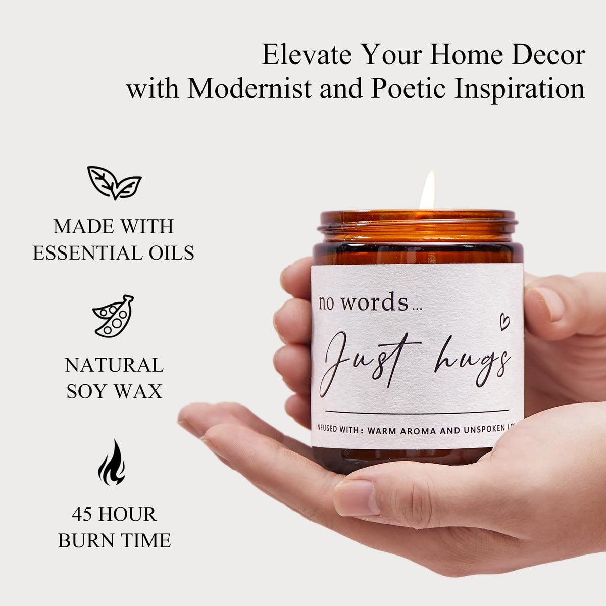Sympathy Gifts for Loss of Loved One - No Words,Just Hugs Candle,Bereavement Gift, Condolence Gift