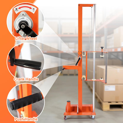 Semi-Automatic Trolley Pallet Wrapper, Heavy Duty Mobile Stretch Film Wrapping Machine with Adjustable Height, Heavy-Duty Steel Frame for Warehouse Logistics