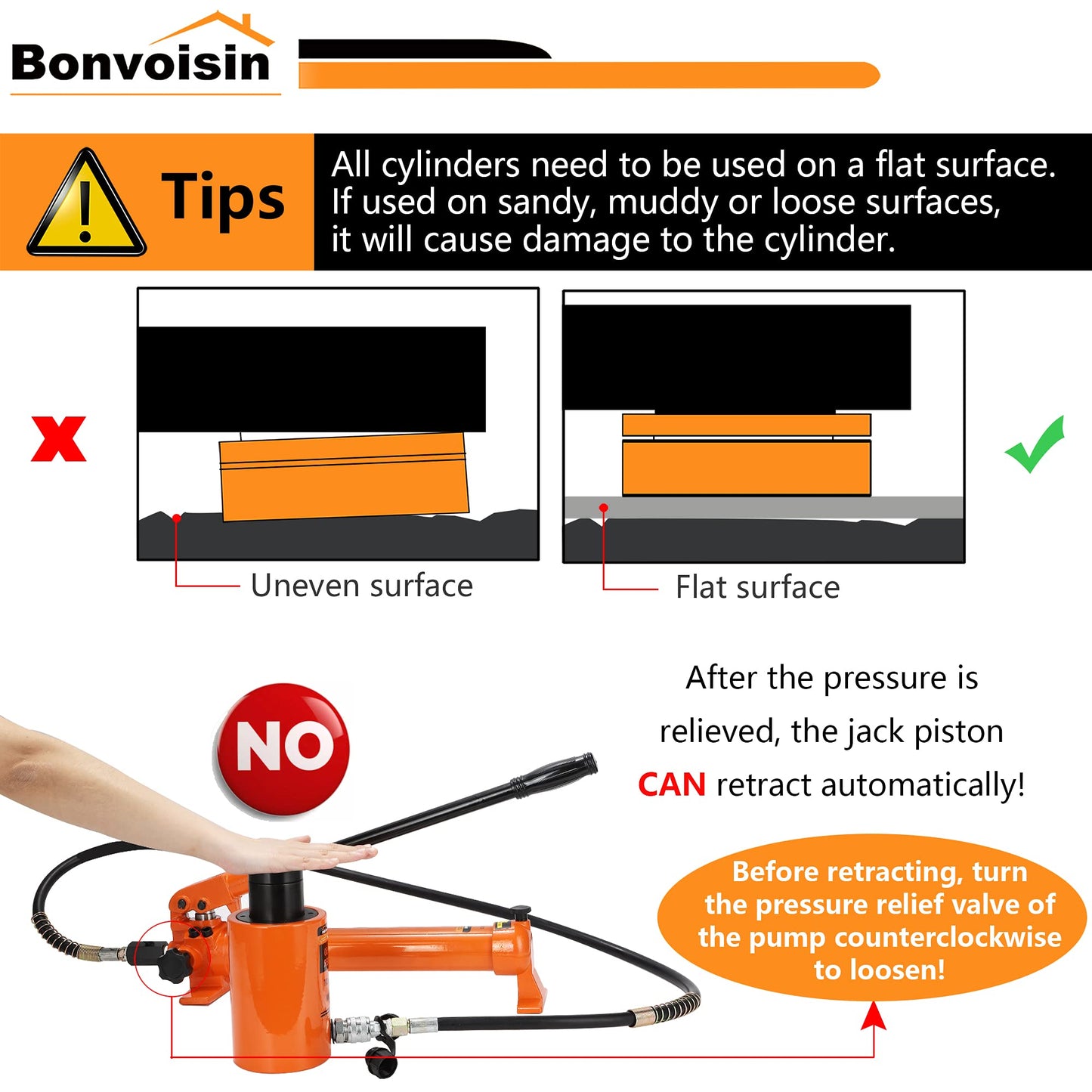 Bonvoisin 30T 4 Inch Hollow Hydraulic Cylinder Jack Porta Power Ram Single Acting Lifting Cylinders 4" Stroke for Machinery Shipbuilding