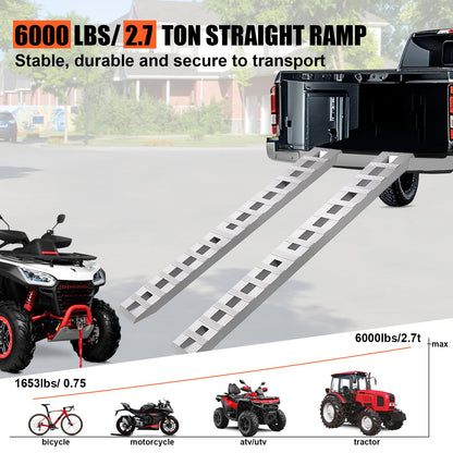 Loezora 84"x14" Aluminum Loading Ramps 6000 lbs Heavy Duty – 2 PCS Extra Long 7ft Trailer Ramps with Beavertail Hook & Anti-Slip Surface for Low Cars, Tractors, Trucks, ATV, UTV, Motorcycle