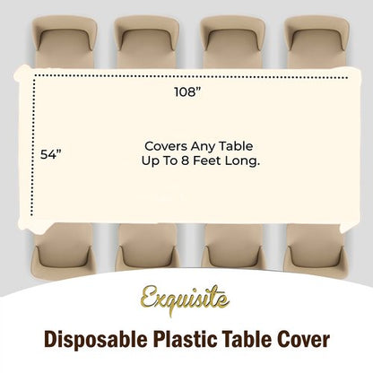 Exquisite 12-Pack Premium Plastic Tablecloth 12-Pack Premium Plastic 54-Inch-by-108-Inch Rectangle Tablecloth, Ivory