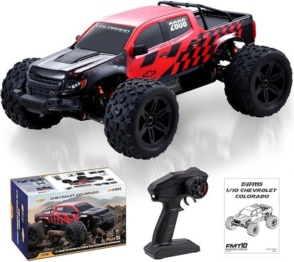 FCXㅤ FMS FMT10 1/10 Chevrolet Colorado Brushless RC Truck 4WD Off-Road Crawler with Metal Chassis Waterproof ESC Hobby Grade Remote Control Car for Adults (Black and Red)