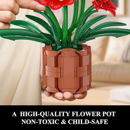 Amaryllis Flowers Bonsai Building Set Easter Botanical Collection Building Block Artificial Plant Kit Home Decor 503 PCS Flower Bouquet Bonsai for Her Adults Kids Boys Girls 12+