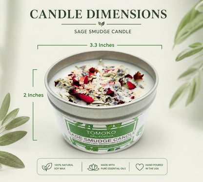 TOMOKO White Sage Scented Candle with Rose, Lavender! Healing, Purifying, Meditating & Cleansing (White Sage, 3 Pack)