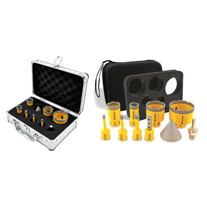 HIGHDRIL Diamond Drill Bits Kit with 5/8-11 for Porcelain Tile Ceramic Marble Brick Concrete Vacuum Brazed Hole Saw(6/6/8/20/25/35/50mm+35mm Chamfer Bit+Adapter)