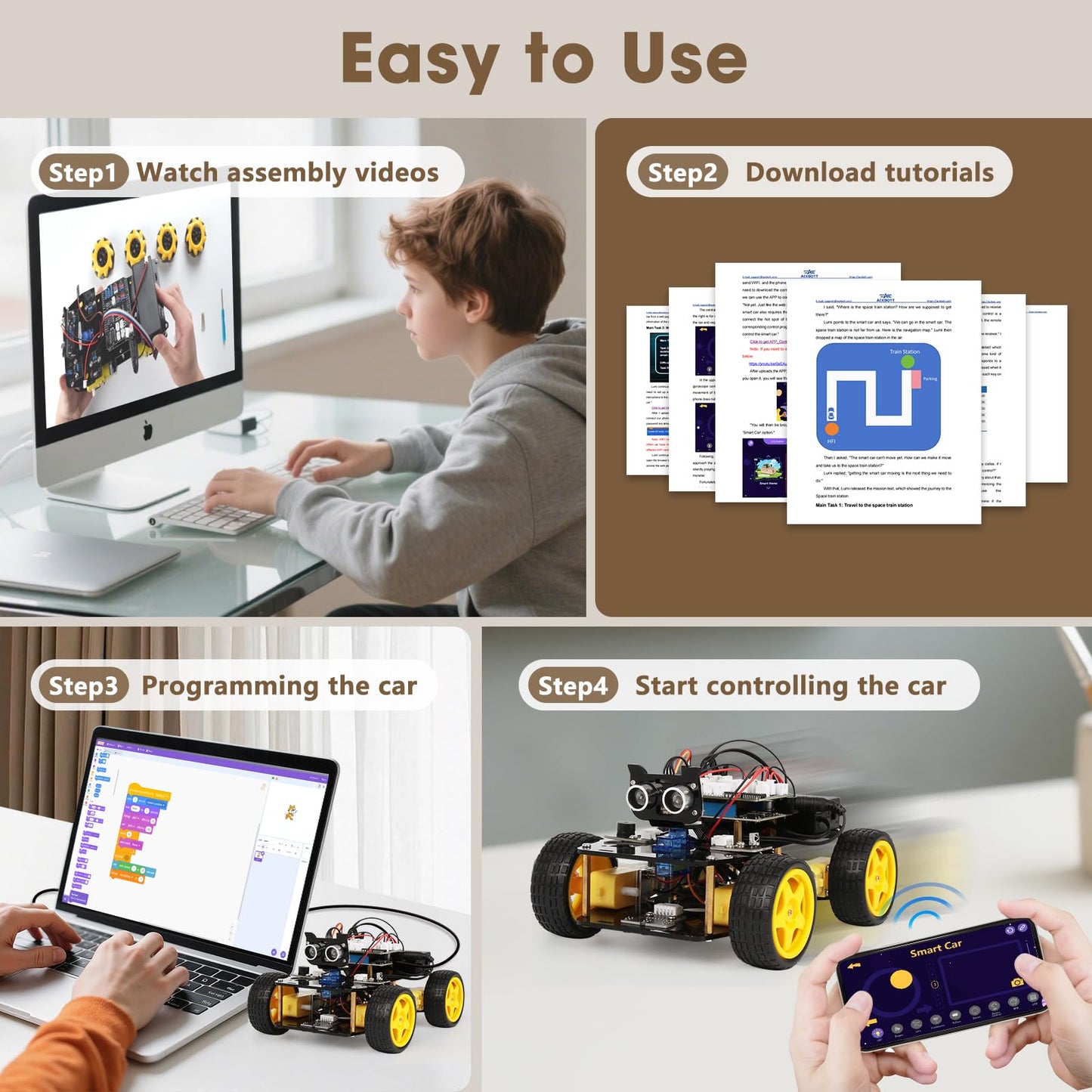ACEBOTT Robotics Kit for Kids Ages 8-12 12-16, Smart Robot Car Kit Compatible with Arduino & Scratch, STEM Toys Coding Robot Kit with App Control, STEM Gifts for Kids and Teens