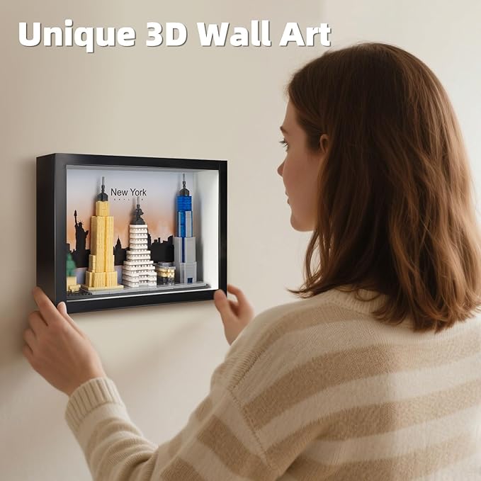 New York City Skyline Micro Block Building Set World Famous Architecture Model 3D Wall Art Home Office Décor Landmarks Collectible Model Kit Toy Gift for Adults Teens 14+ (759PCS)