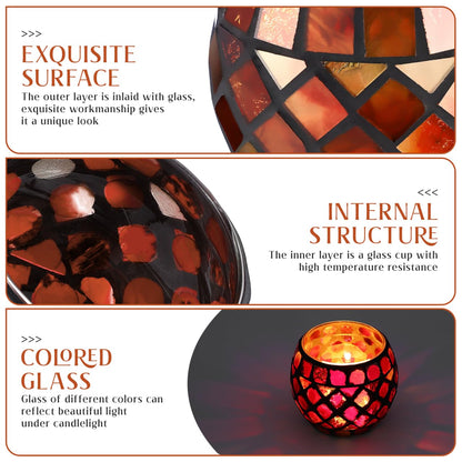 Toyvian Glass Mosaic Candle Holder Kit, DIY Stained Glass Kit for Adults Home Decor Fun Arts and Crafts Present for Valentine Birthday Mother’s Day Present Christmas Dining Table Centerpieces