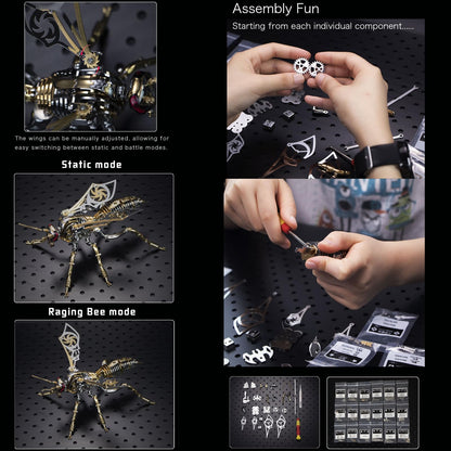 3D Metal Puzzles for Adults Mechanical Wasp Model Kits Building Blocks the Northern Giant Hornet Difficult DIY Assembly for Men