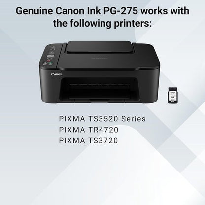 Canon PG-275 Black Ink Cartridge - Genuine Quality for TS3520, TR4720, TS3720 Printers
