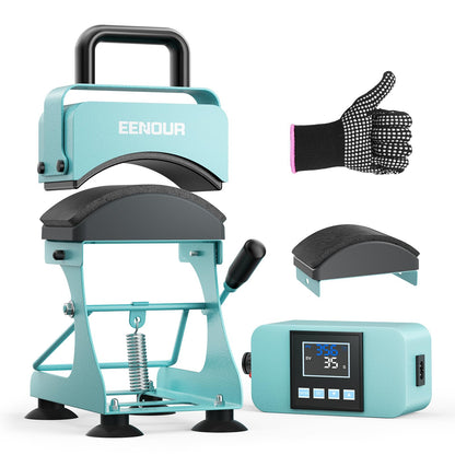 EENOUR Hat Press, Hat Heat Press Machine with 2 Platens & Caps Stretcher, Hat Press Heat Machine for Caps with Memory Mode, Precise Time and Temperature Control, Heat Transfer Printing for Caps, Hats