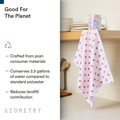 GEOMETRY Kitchen Towels - Quick Dry, Absorbent Microfiber Dish Towels for 4th of July, Memorial Day, Veterans Day, and Holiday Decor - Red, White, and Blue- Star Spangled