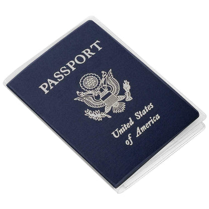 Clear Transparent Frosted Passport Cover Holder Case Organizer ID Card Travel Protector (Clear x1 + Frosted x1)