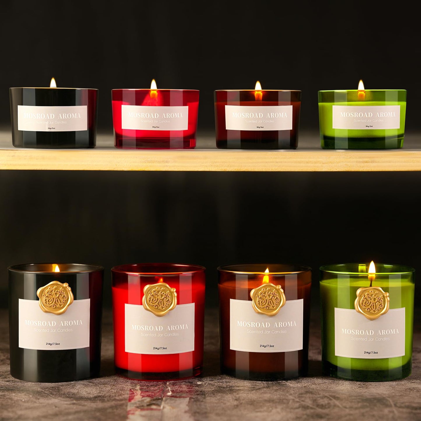 2-Pack Jasmine, Oud & Sandalwood Scented Candles Set for Men, Luxury Aromatherapy Jar Candle for Home Scented, Natural Soy Fragrance Black Jar Candles, Gift for Men, Father, Husband