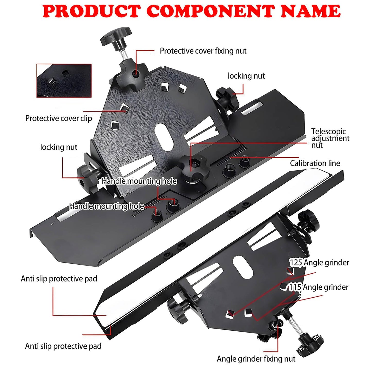 45 Degree Tile Chamfering Tool, Angle Grinder Tool for Tile Chamfering, Tile Cutting Tools ONLY for 4-1/2’’ & 5’’ Angle Grinder with Red Knobs