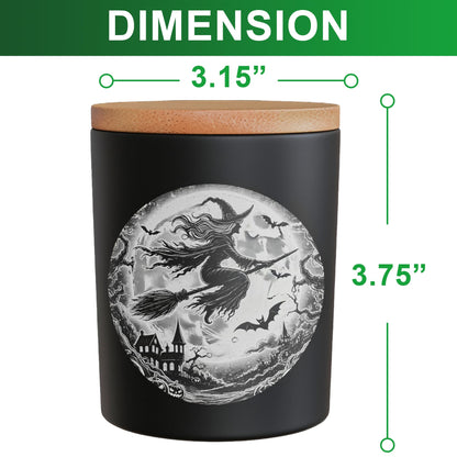 NATIKON 9oz Black Glass Candle Jars with Airtight Lids - Pack of 4 with Haunted House, Castle & Witch Designs for Candle Making & Storage (4)