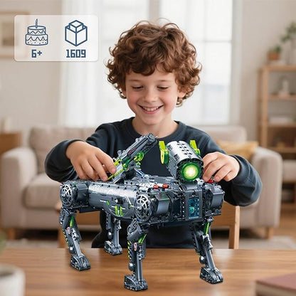 GEVINST Robot Robotic Dog Building Set for Boys Ages 8-12 1609 Pieces STEM Animal Toys Model Building Kit Gift for Adults Kids Teens Ages 8-14 (Static)