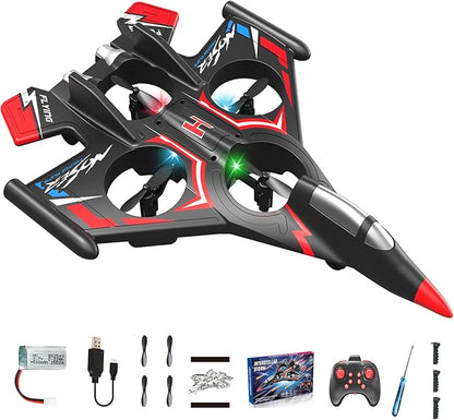 RC PlaneFoam Airplane Toy Drone Remote Airplane Foam Airplanes for Kids Airplanes for Kids Remote Control Helicopter for Boys 8-12360°Flip Fighter Jet with Light(RED)