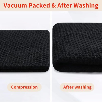 Homaxy 100% Cotton Waffle Weave Kitchen Dish Towels, Ultra Soft Absorbent Quick Drying Cleaning Towel, 13 x 28 Inches, 18-Pack, Black