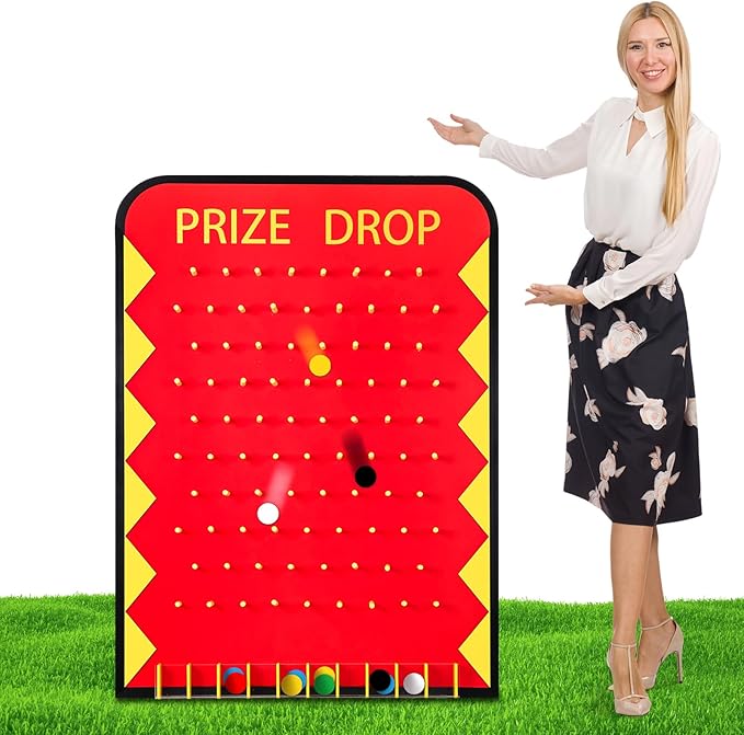 Blosssound 41.3 x 29.5 Extra Large Prize Drop Board Game Family Foldable Wood Disk Drop Game with 24 Colored Wooden Discs for Party Show Carnival Activity(Casino Style)