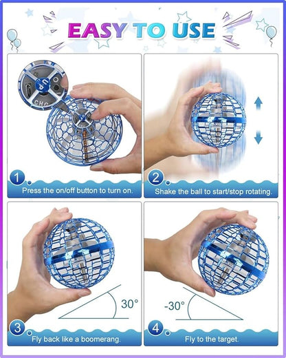 ATHLERIA Blue Flying Orb Ball with WandCosmic Globe Hover Boomerang Mini Drones for KidsCool Gadgets Christmas Birthday Gifts Toys for Boy Girl Teens 6 7 8 9 10+ Year Old