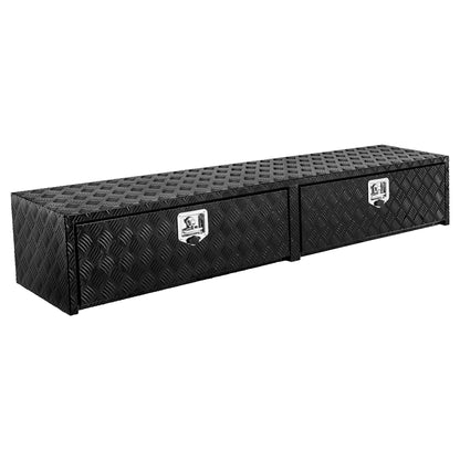 GarveeTech 72 in Truck Tool Box Heavy Duty Aluminum Storage Tool Box, Tool Chest Organizer w/Lock and Keys For Pickup, Truck Bed, RV, Trailer, Waterproof Black Box, 72 in x 16 in x 13 in