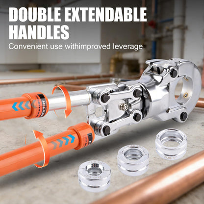 HZLZRZ Copper Pipe and F877 Stainless PEX Crimper Tool, 6-Die Pro Press Kit for 1/2" 3/4" 1" with Pipe Cutter, Dual-Use Handheld Crimping Tool for Plumbing (MCT-1632A)