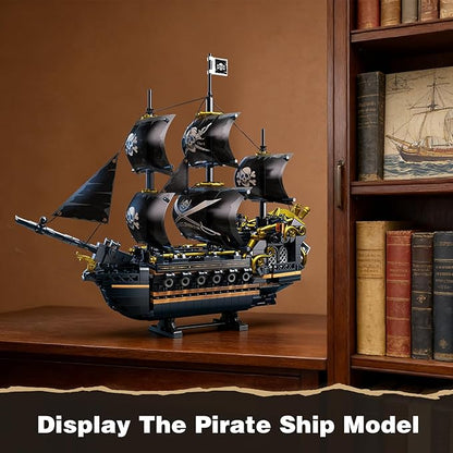 Flubecrux Pirate Ship Building Set Black Pearl Ship Model Kits for Home Office Decor Collectible Pirate Ship Sailboat Toys for Adults Boys Kids 8-12 Christmas Birthday Gift (801Pcs)