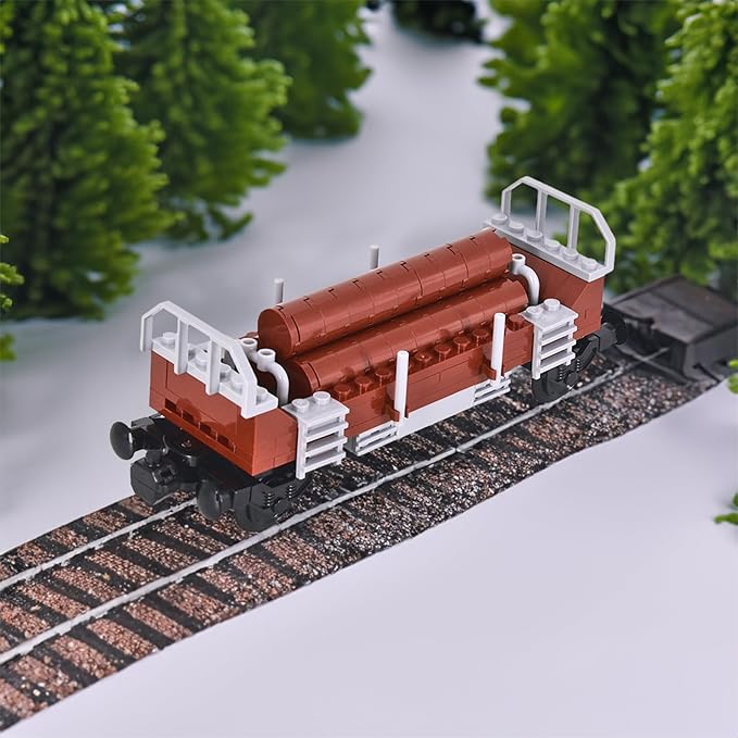 6IN1 City Freight Train Car Building Set DIY Cargo Train Toys for Teens and Adults Compatible with Lego 630 Building Accessory M8001