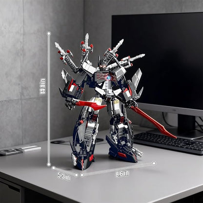 HIGH GODO Dark Defense Mech Robot Transforming Building Blocks Set for AdultsCity Warrior Justice Hero Soldier Mech Model Building Kit Cool Creative Robots Toys Gift for Teens 1013 Pieces