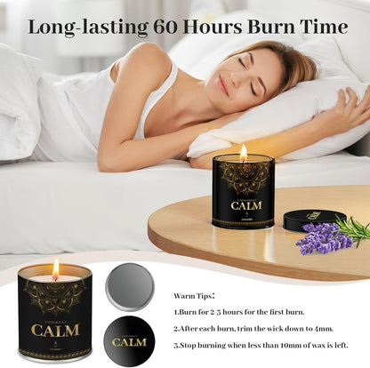 WarmEmbrace Scented Candles, 9 Oz Candle Sets for Home, Office, Meditation, Yoga, Candles for Women & Men, Birthday, Christmas, Valentine's Day Present, Lavender, Vanilla, Rose & Sandalwood, Lemon