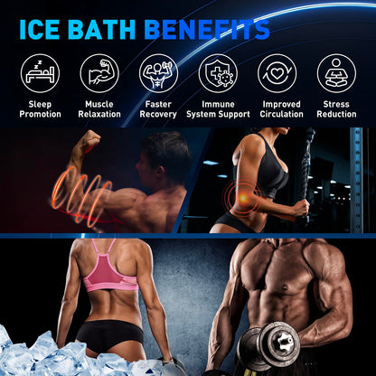 Inflatable Ice Bath Tub for Athletes Compatible with Water Chiller, Portable Recovery Tub with Lid, for Indoor & Outdoor Therapy Recovery, 59 L x 30" W x 28" H, Black (Oval)