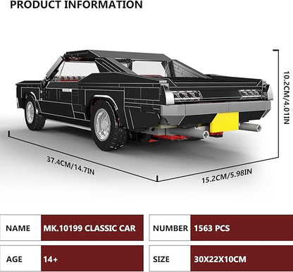 Mould King 10199 Sports Car Building Block Kits MOC Classic Vintage Car Model Building Sets Gift for Age 14+/Adult Collections Enthusiasts (1563+ Pieces Static Version)
