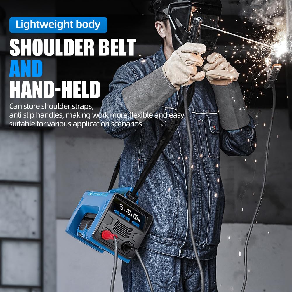 Cordless Welder Battery Powered Welding Machine With 2 Batteries, Portable MMA DC Welder Machine With LED Display Inverter Stick Welder(Blue)