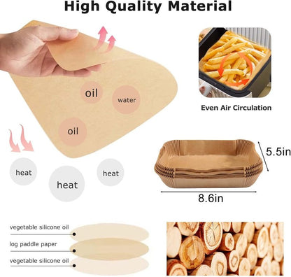 Air Fryer Baking Liners for Ninja Foodi DualZone 2-Basket DZ201, DZ401, FG551 Foodi Smart XL 6-in-1 Indoor Grill Accessories (Rectangular Baking Paper 250PCS)