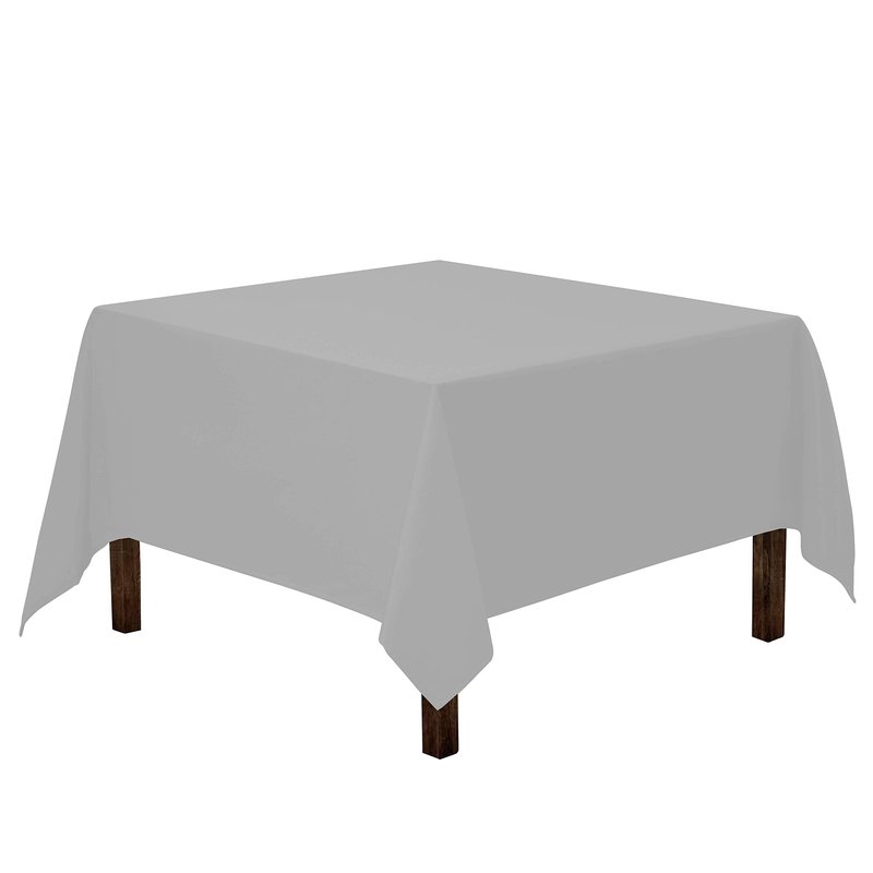 Gee Di Moda Square Tablecloth - 52 x 52 Inch Silver Table Cloth for Small Square or Round Tables - Heavy Duty Washable Fabric - for Buffet Table, Holiday Party, Dinner, Wedding & Baby Shower