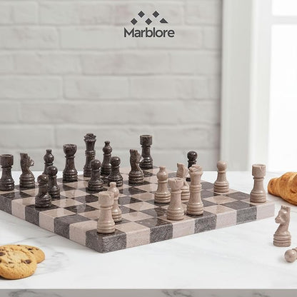Marble Chess Set for Adults 10 Inch Handmade Verona &amp Oceanic Chess Board with 32 Pieces &amp 2 Extra Queens Luxury Travel Chess Game Elegant Gift for Women &amp Home Decor