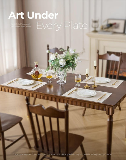 Leetaltree Beige Placemats Set of 24 - Heat Resistant Non-Slip Place mats for Dining Table, Washable Durable PVC Vinyl Woven Table Mats(Beige, 24)