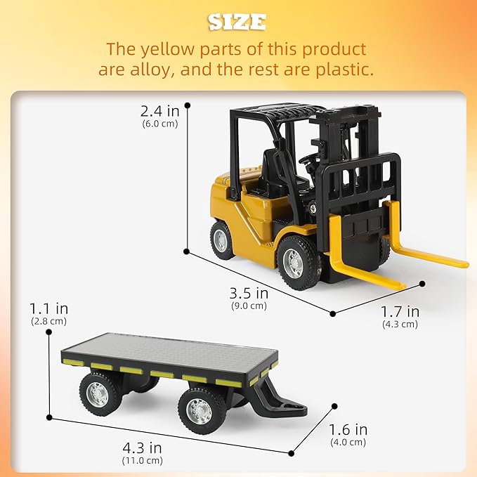 RC Mini Liftable Forklift Toy 1:64 Construction Fork Truck Movable Forks - Scale Mini Remote Control Vehicle Model for Kids Adult Collection &amp Desk Decoration- Yellow
