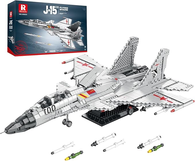 Reobrix J-15 Fighter Jet Building Sets for Adults Military Flying Shark Fighter Display Model 33023 Technical Military Plane Collectible Set Toys Gifts for Aviation Fans Boys Girls 14+ (1999 PCS)