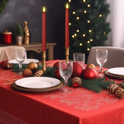 Flameless Taper Candles with Remote Control,3/6/9/12/15pack Plastic LED Candle, Flickering Battery Operated, 9.2'’Classic Tall Candle for Wedding, Party,Christmas,Home Decor (12PACK, Red)