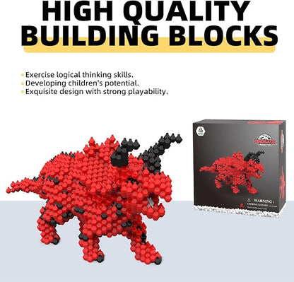 Fun Dinosaur Building Set 519 PCSTriceratops Creative Educational Toys Boys Girls 8+ Animal Figures Building Kit Model Jurassic Dino Blocks Toy Dispaly Present for Kids Adults