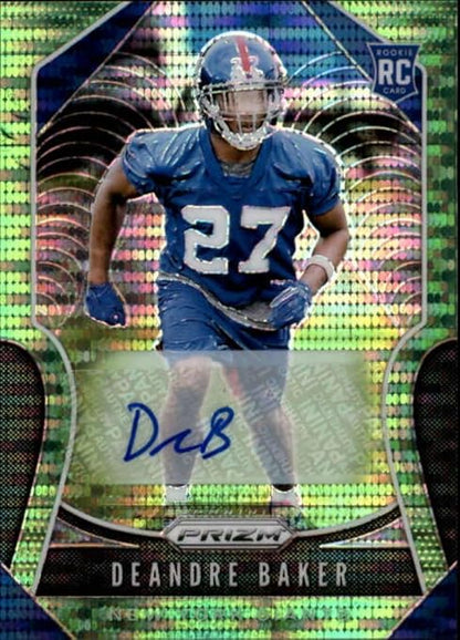 2019 Panini Prizm Neon Green Rookie Autograph #314 Deandre Baker RC AUTO New York Giants NFL Football Trading Card