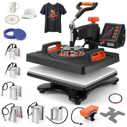 11 in 1 Heat Press Machine Professional Sublimation Machine 12" X 15", 360-Degree Swing Away, Multifunction Heat Transfer Machine Industrial-Quality for T-Shirts, Pillow, Hats, Caps, Mugs and Plate