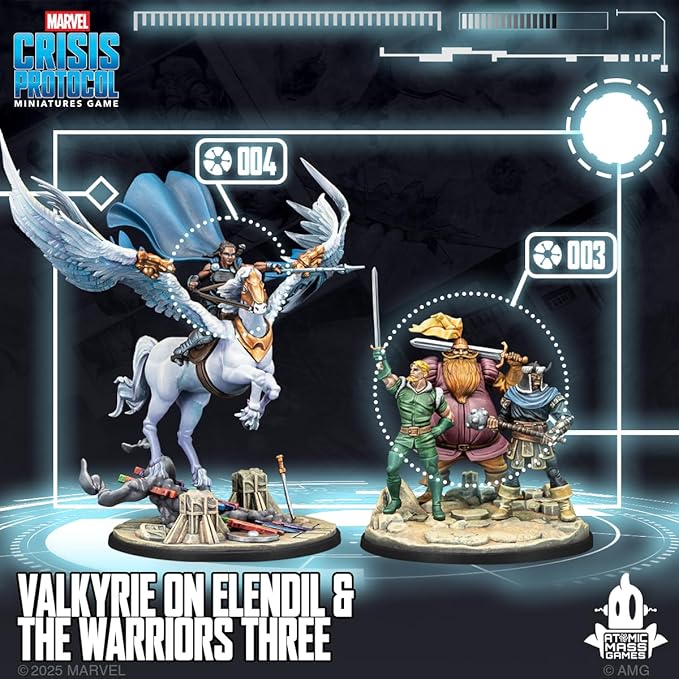 Asmodee Marvel: Crisis Protocol Valkyrie on Elendil &amp Warriors Three Character Pack -Mounted Valkyrie &amp Fandral Hogun Volstagg Tabletop Superhero Game Ages 14+ 2 Players 90 Minute Playti